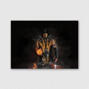 Mortal Kombat: Scorpion and fireball fémposzter - CoolDisplay